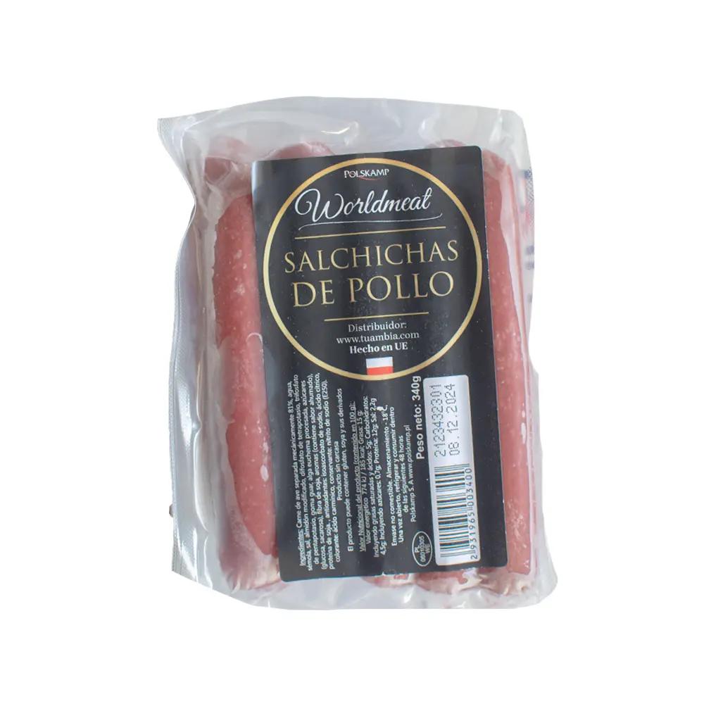 Salchicha de pollo "Worldmeat", 340 g (caja de 40 unidades)